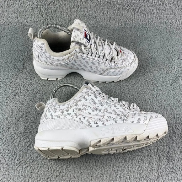 FILA SHOE SNEAKERS Disruptor 2 Multi‎ Womens 7 Lace Up Pull Tab White Blue Logo - Picture 12 of 12